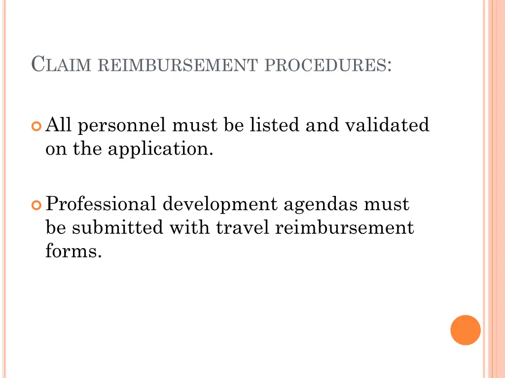 c laim reimbursement procedures