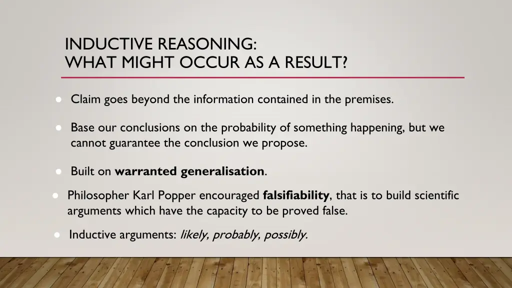 inductive reasoning what might occur as a result