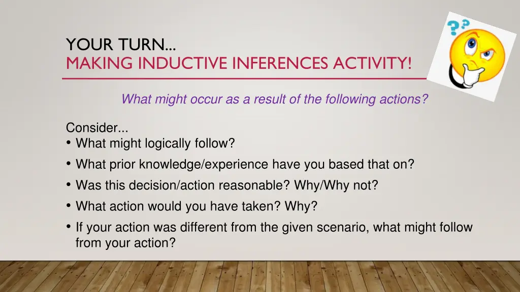 your turn making inductive inferences activity