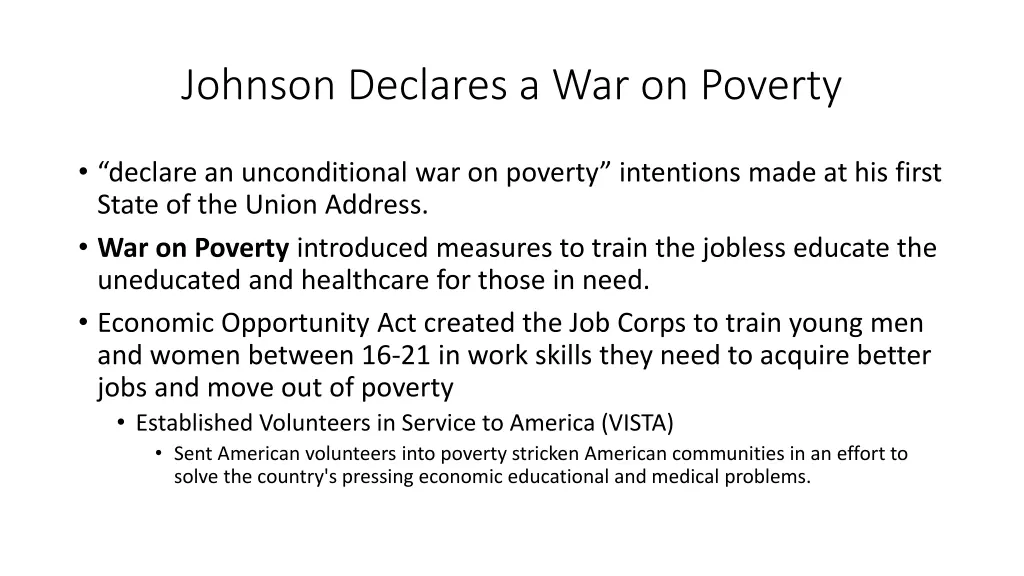 johnson declares a war on poverty