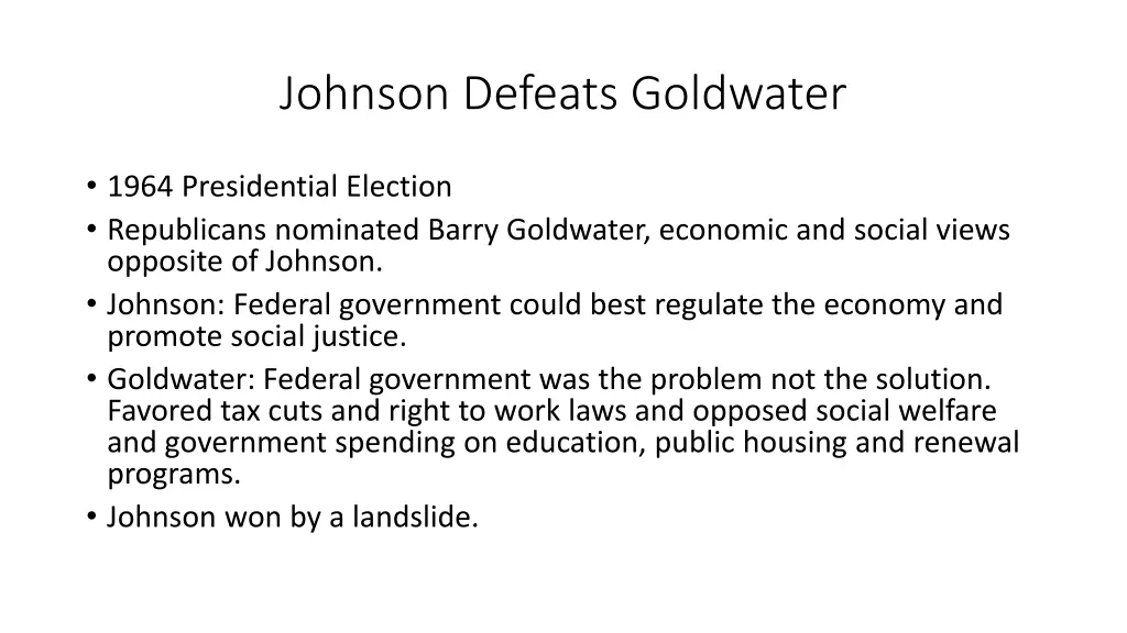 johnson defeats goldwater