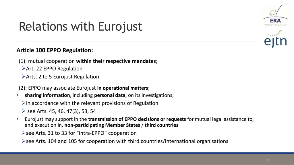 relations with eurojust