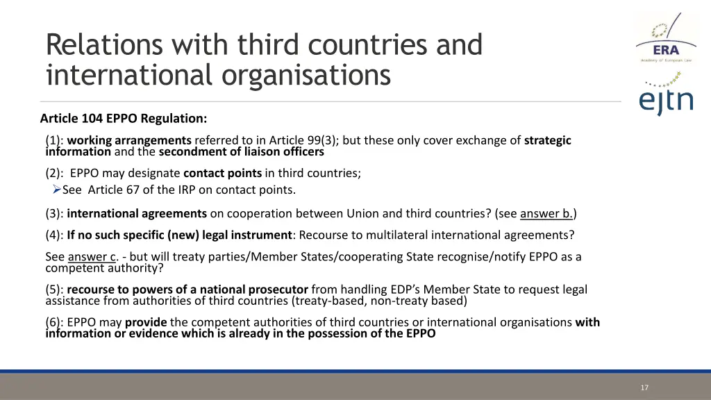 relations with third countries and international 1