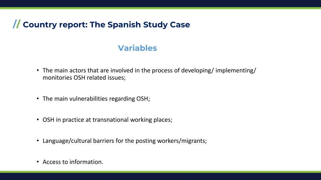 country report the spanish study case 2