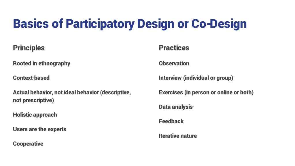 basics of participatory design or co design