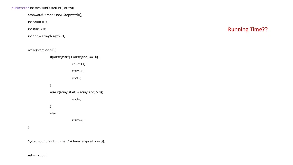 public static int twosumfaster int array