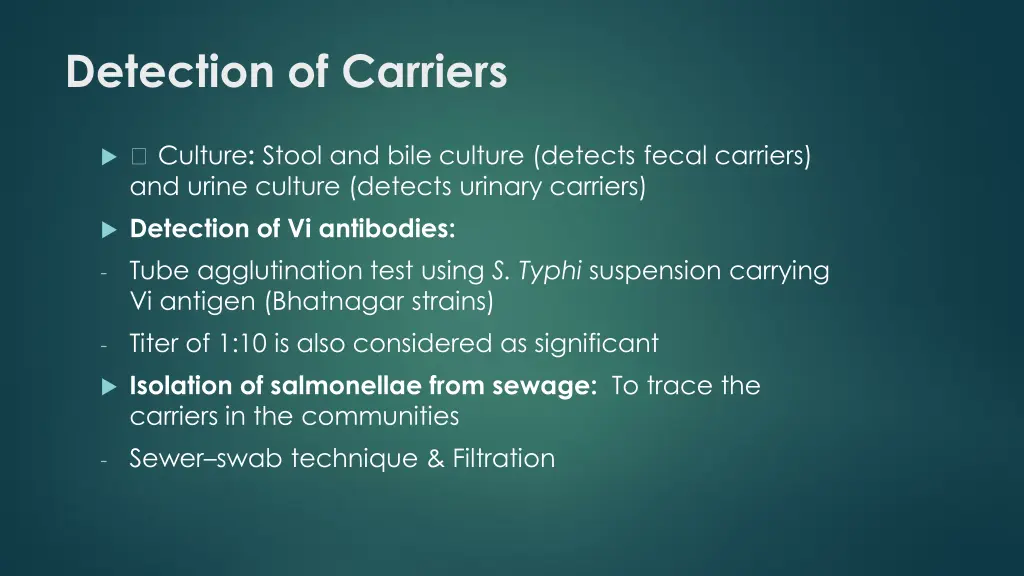 detection of carriers