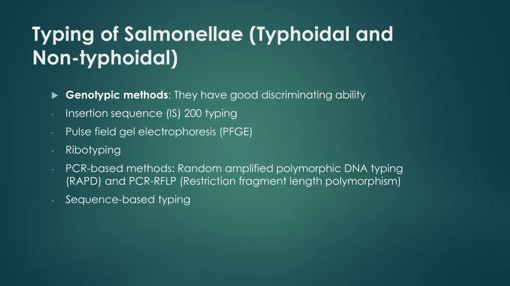 typing of salmonellae typhoidal and non typhoidal 1