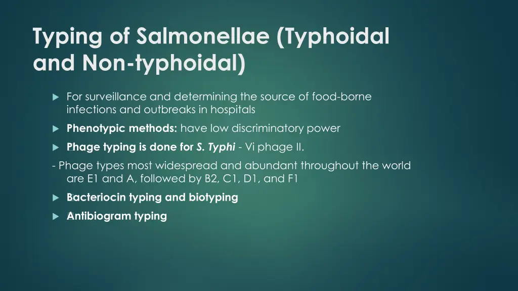 typing of salmonellae typhoidal and non typhoidal