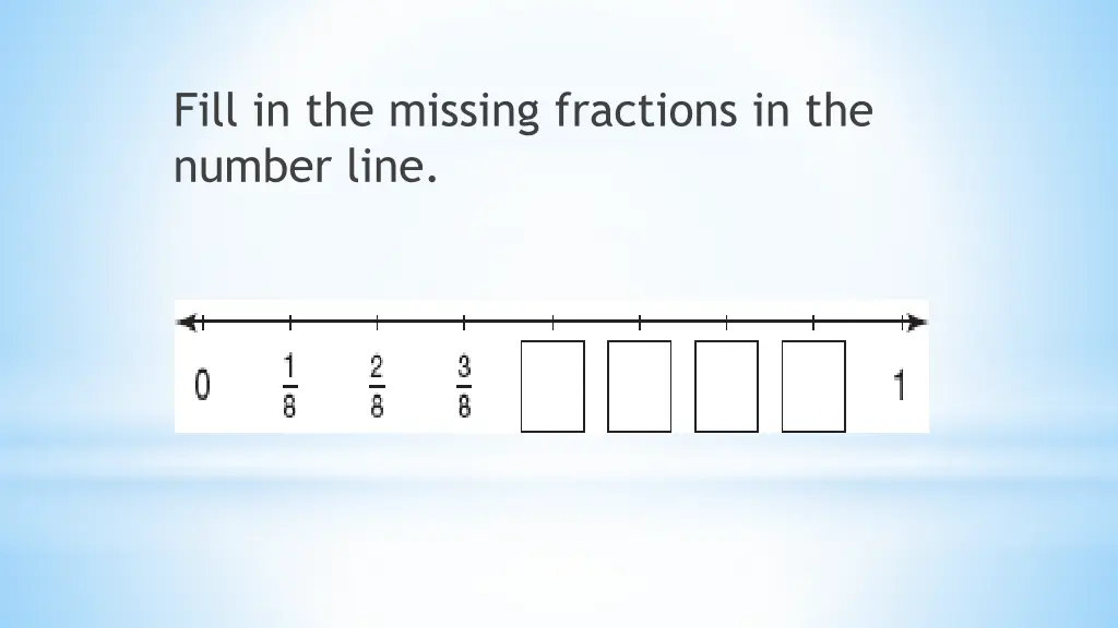 fill in the missing fractions in the number line