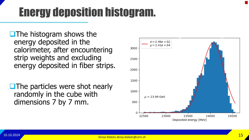 energy deposition histogram