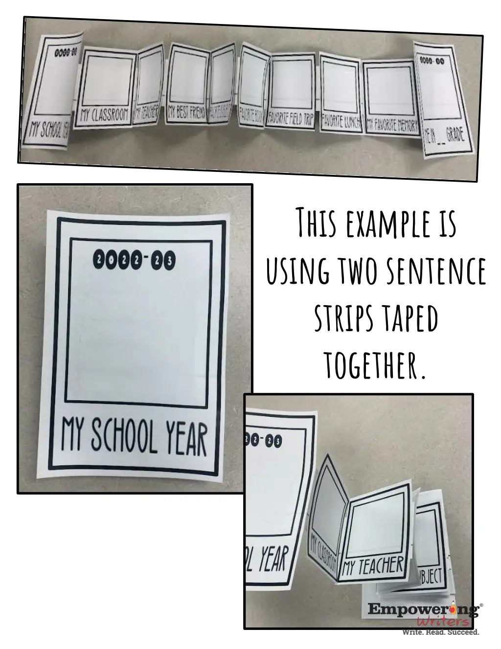 this example is using two sentence strips taped