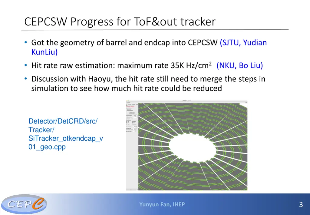 cepcsw progress for tof out tracker