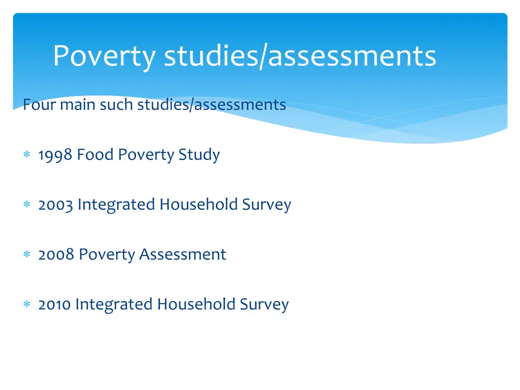 poverty studies assessments