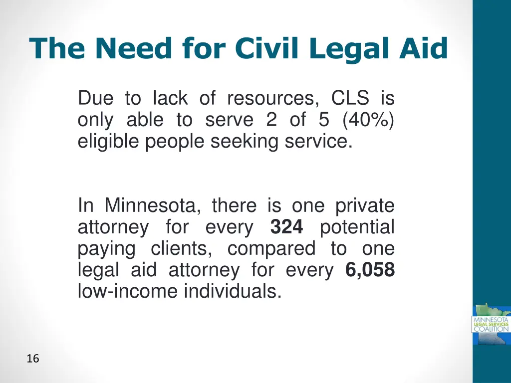 the need for civil legal aid