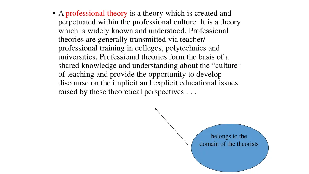 a professional theory is a theory which