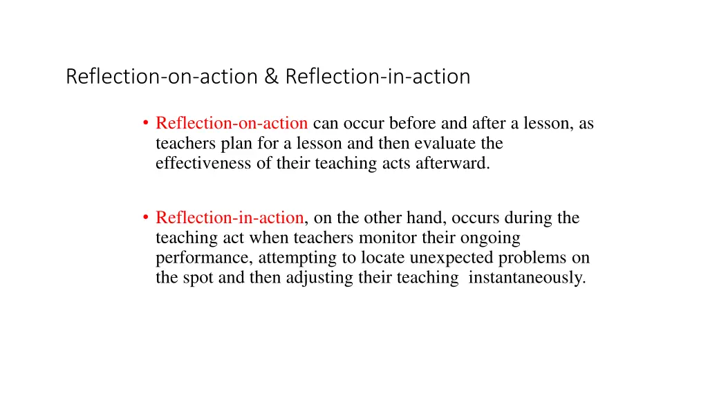 reflection on action reflection in action