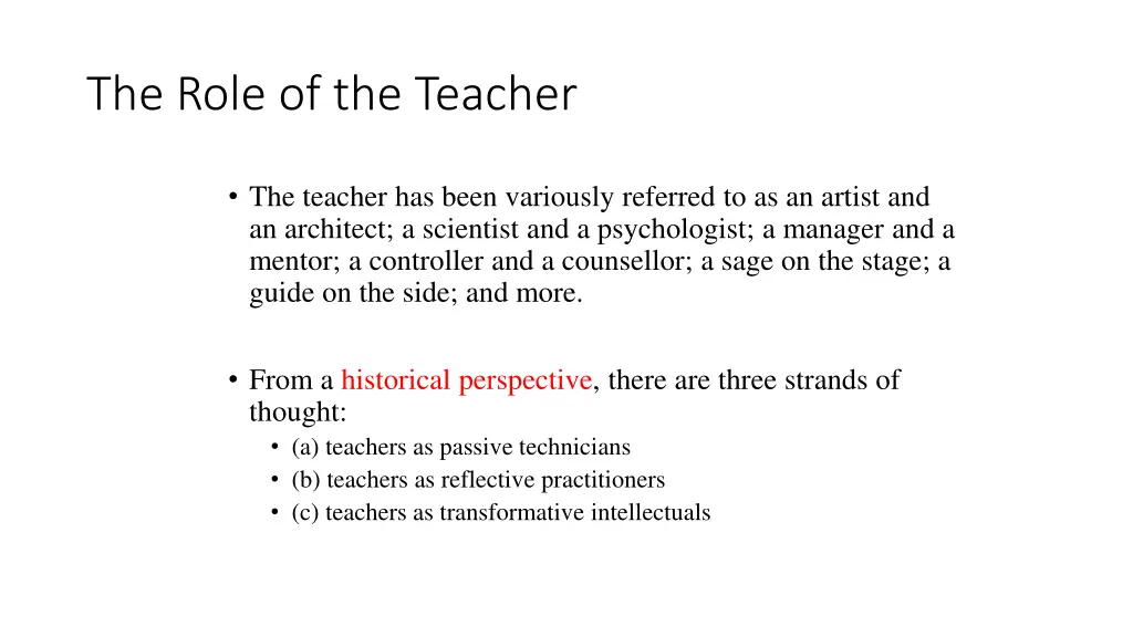 the role of the teacher