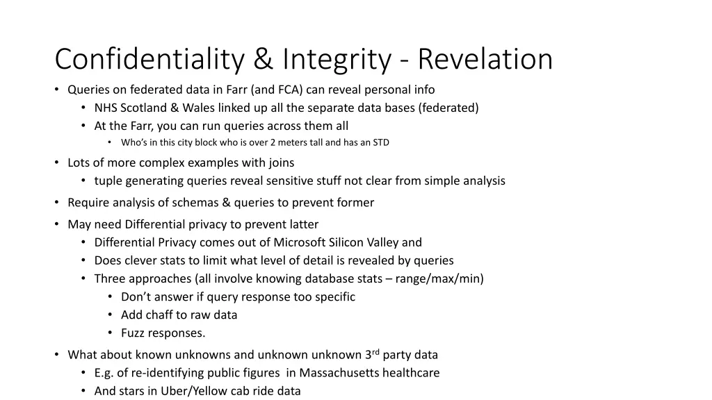 confidentiality integrity revelation queries