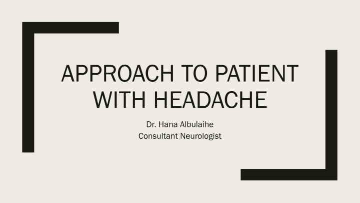 approach to patient with headache