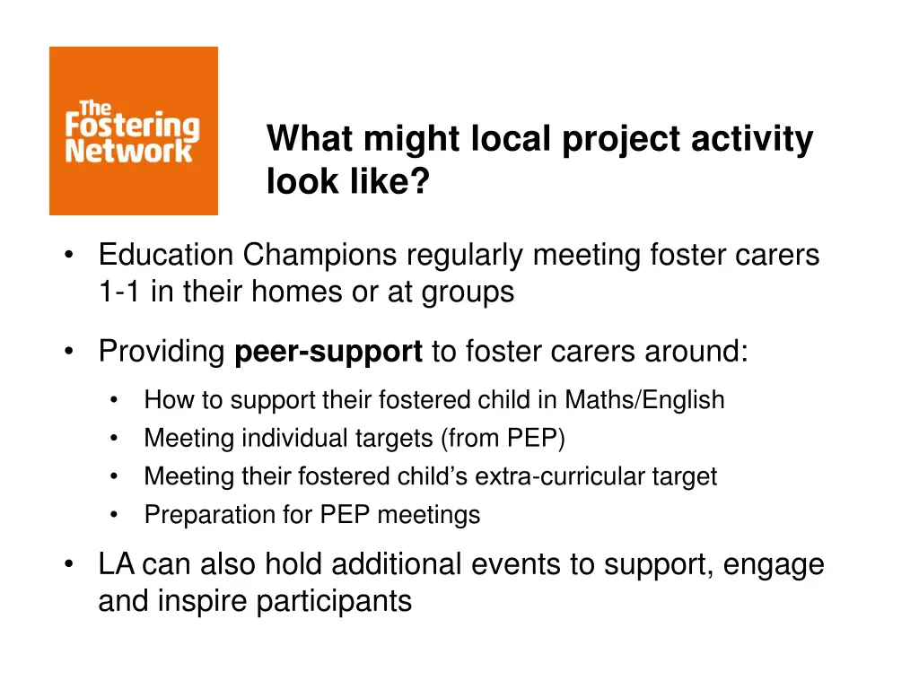 what might local project activity look like