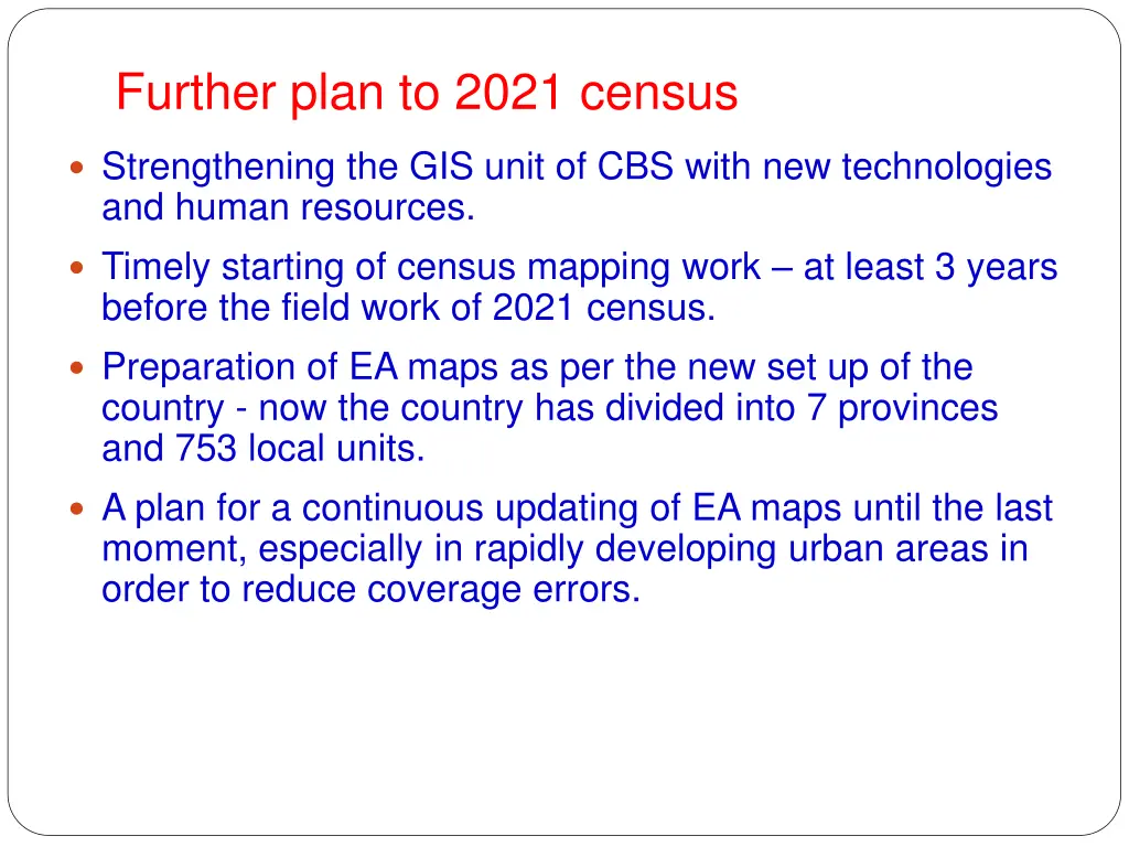 further plan to 2021 census