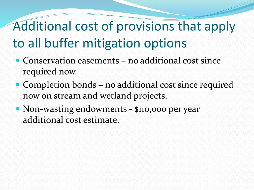 additional cost of provisions that apply