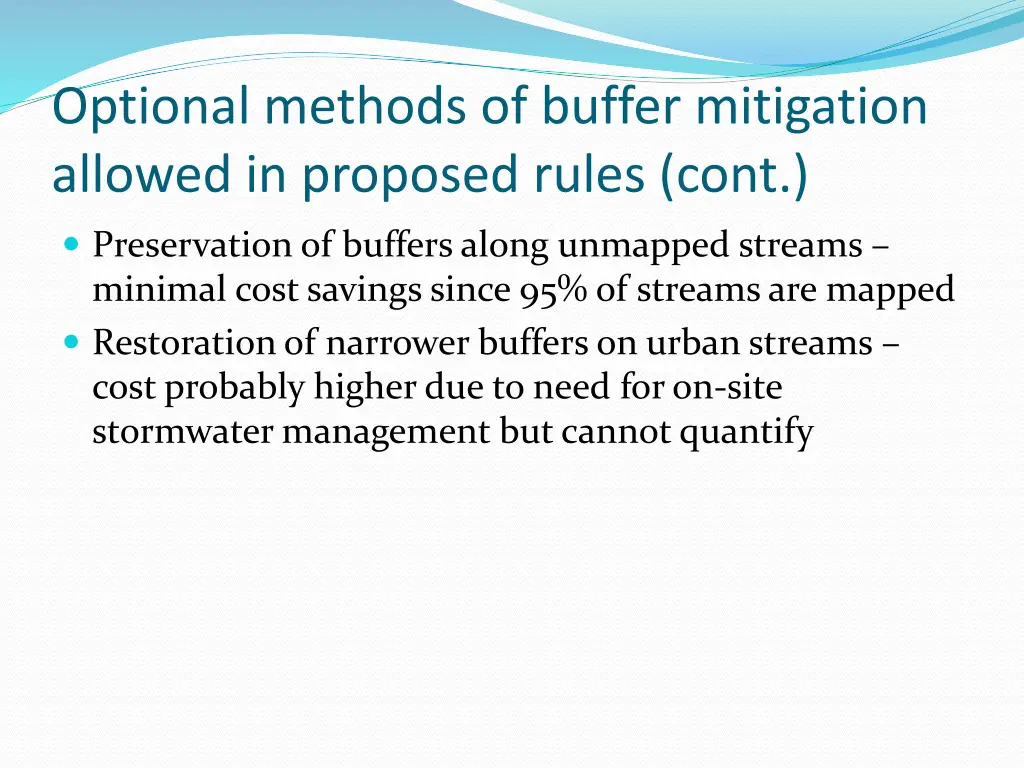 optional methods of buffer mitigation allowed 1