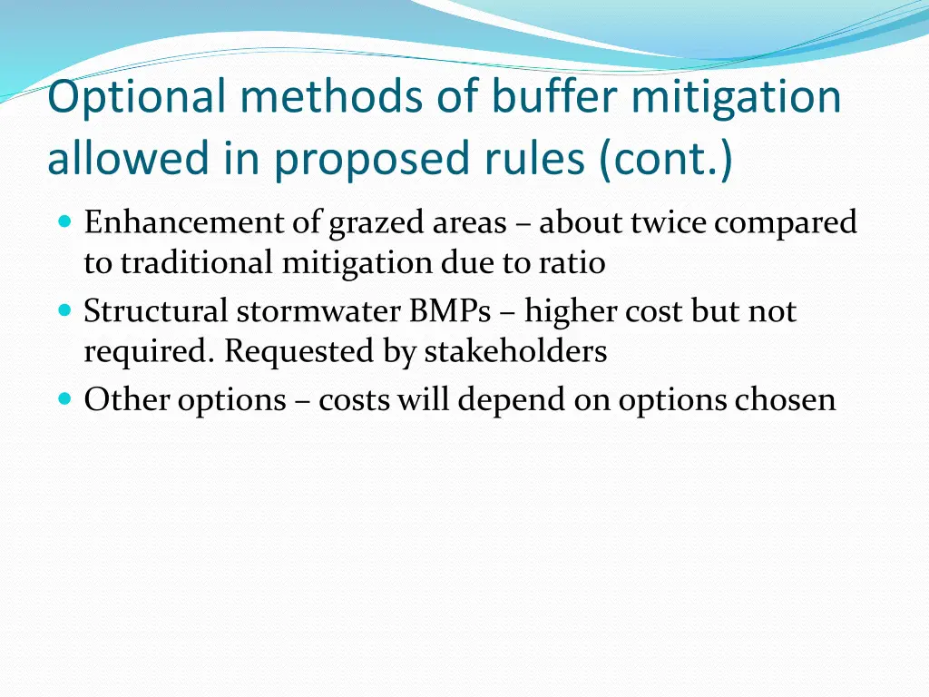 optional methods of buffer mitigation allowed 2