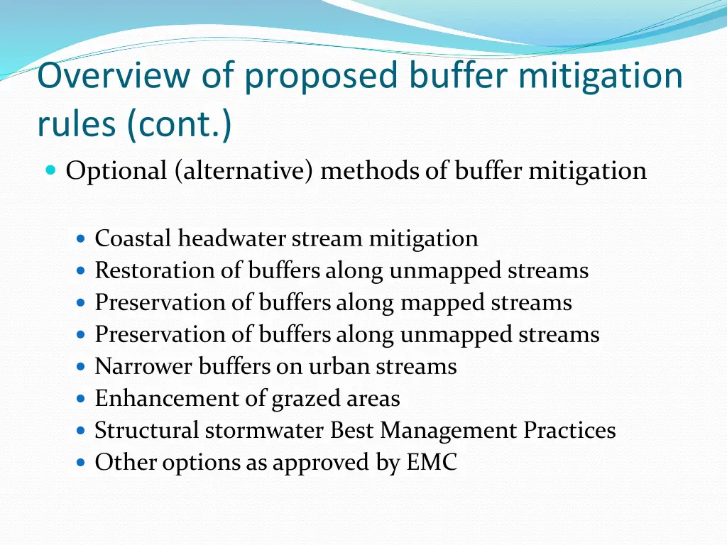 overview of proposed buffer mitigation rules cont 1