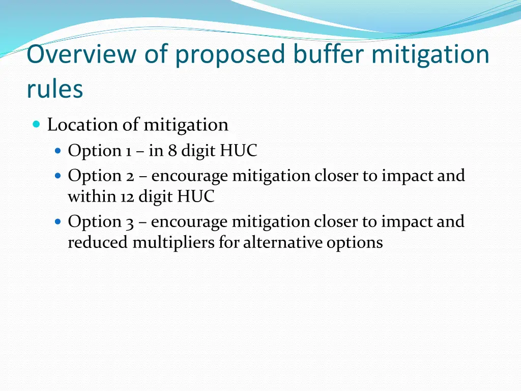 overview of proposed buffer mitigation rules