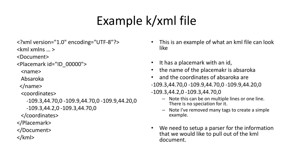 example k xml file