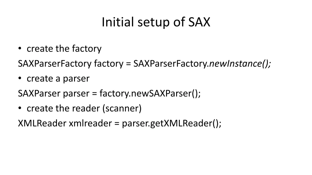 initial setup of sax