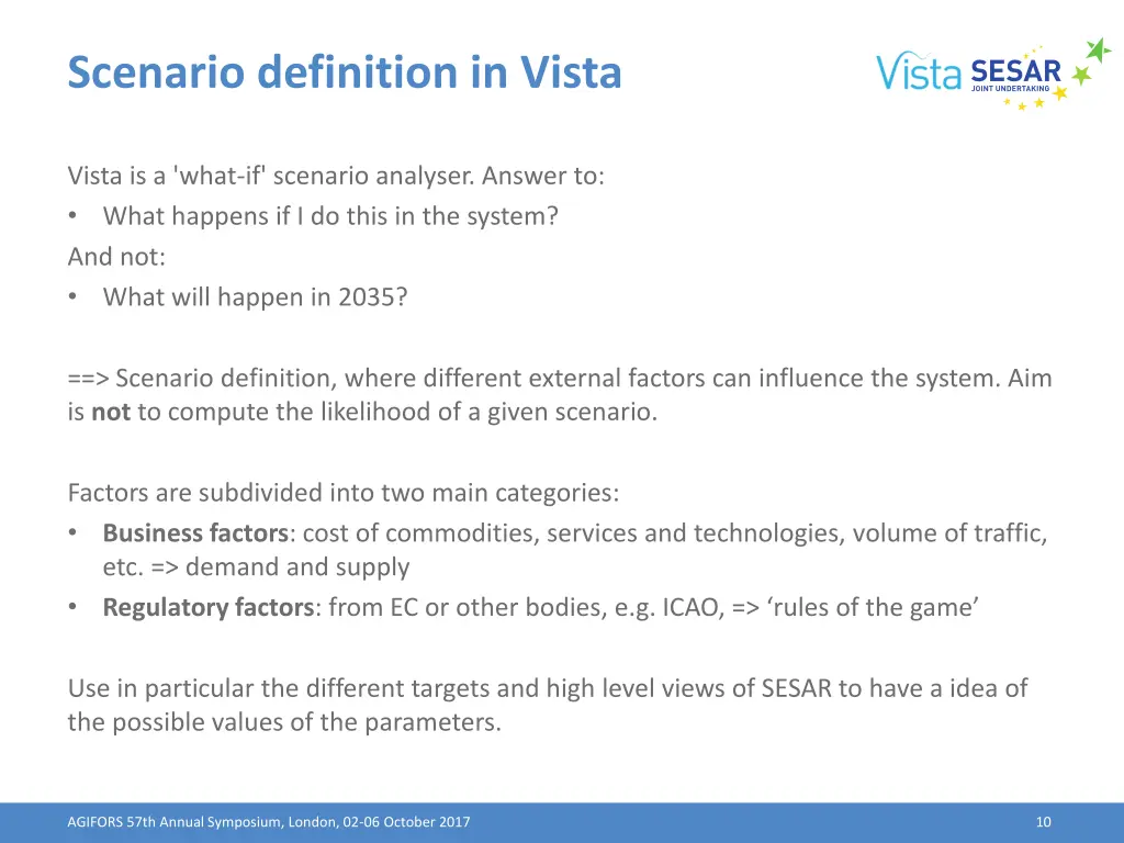 scenario definition in vista