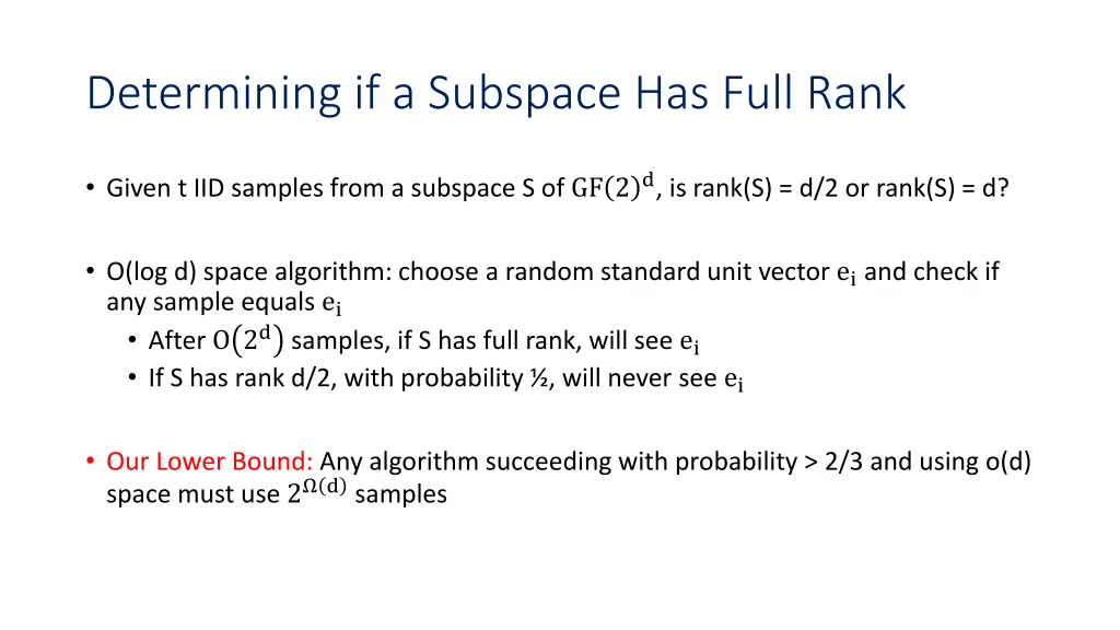 determining if a subspace has full rank