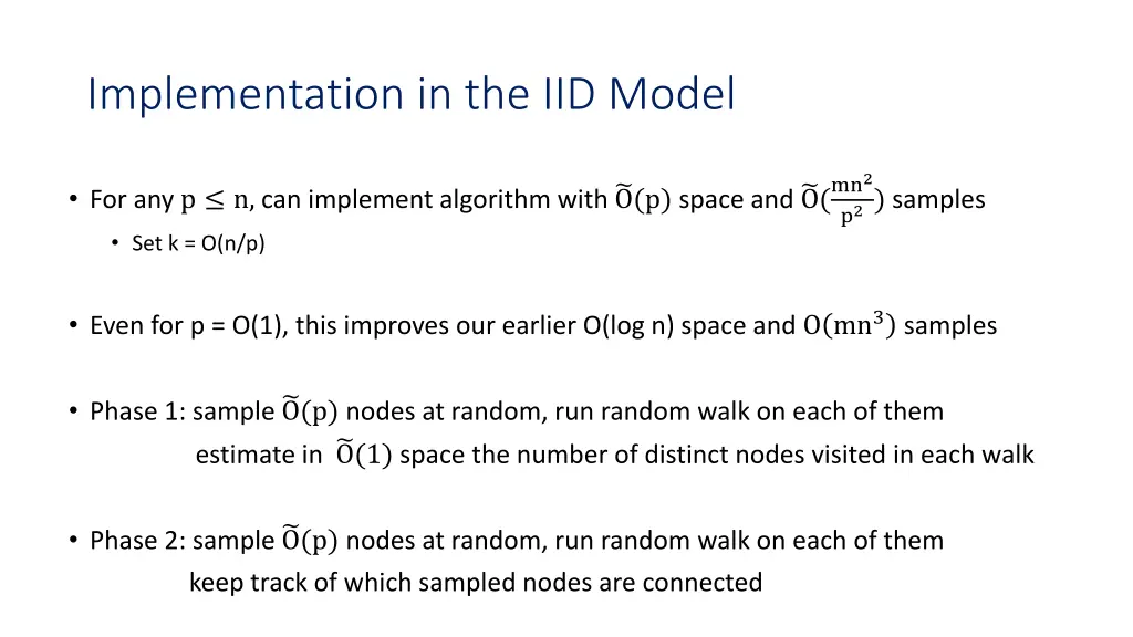 implementation in the iid model