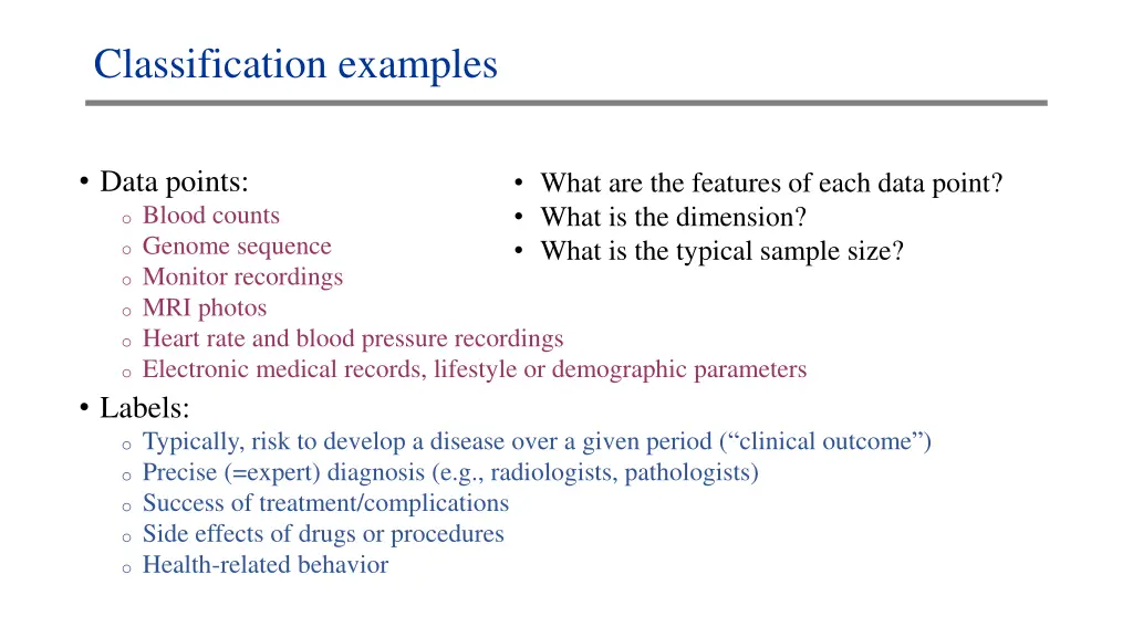 classification examples