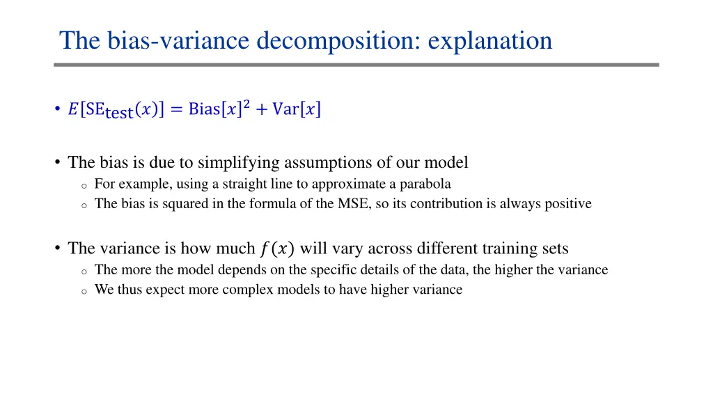 the bias variance decomposition explanation