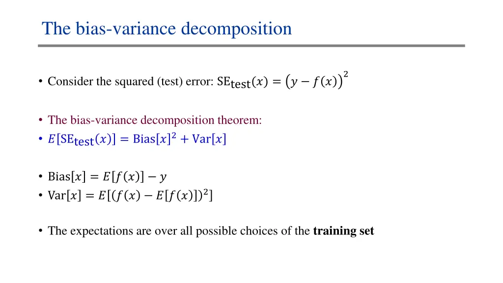 the bias variance decomposition