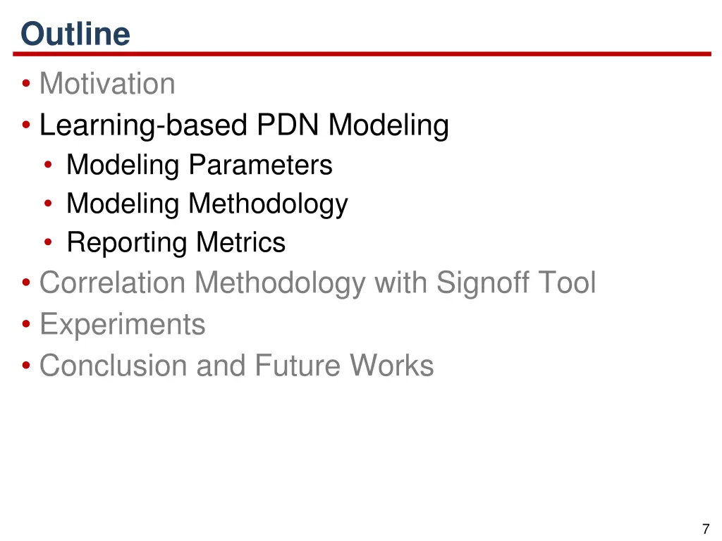 outline motivation learning based pdn modeling 1