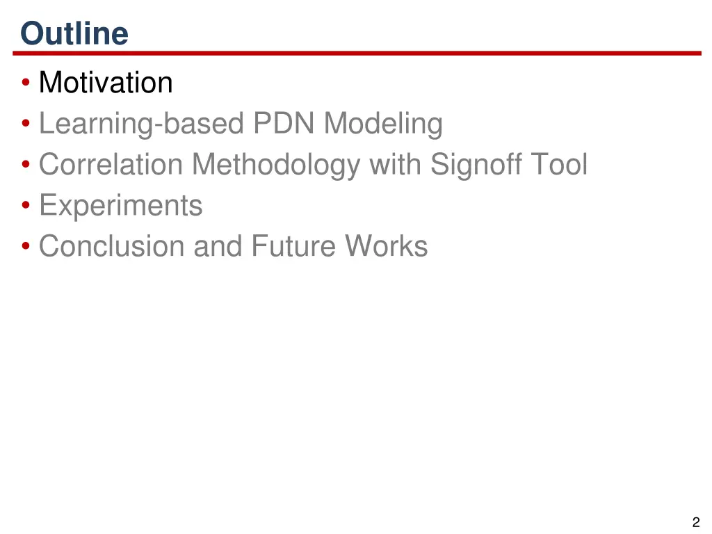 outline motivation learning based pdn modeling