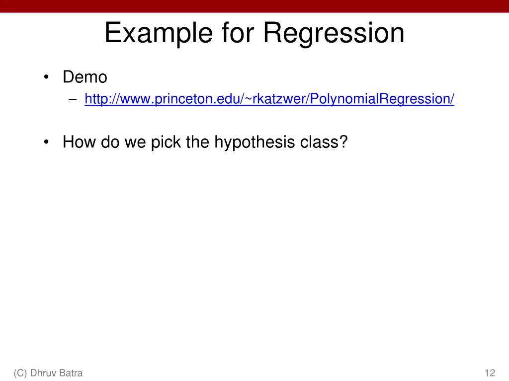 example for regression