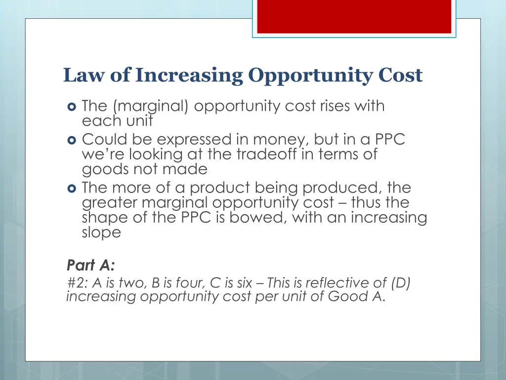 law of increasing opportunity cost 1