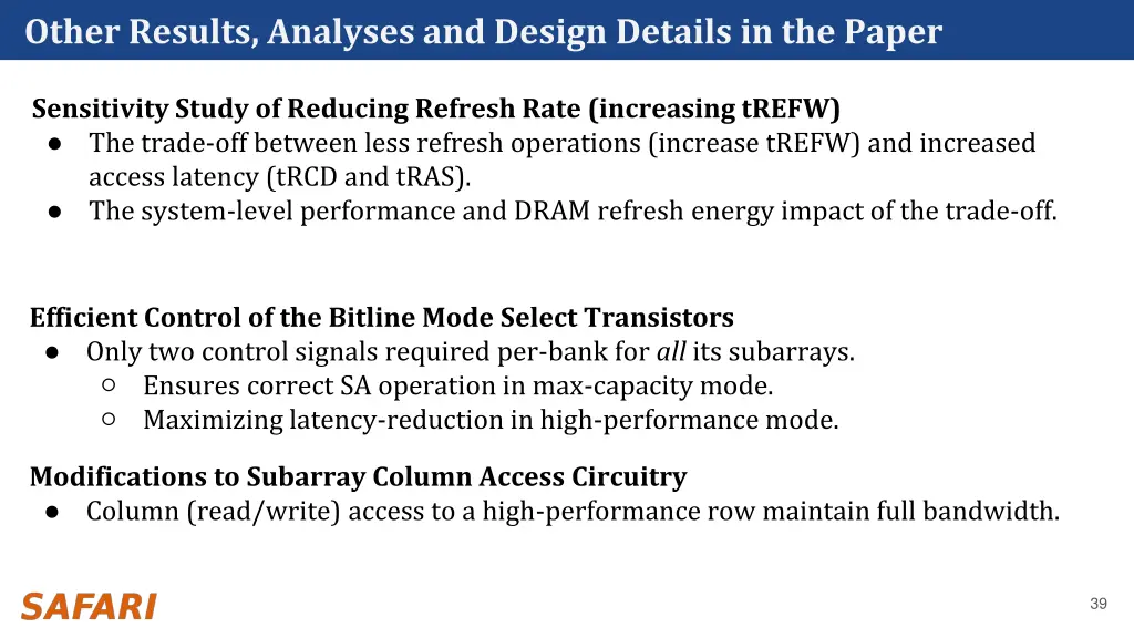 other results analyses and design details