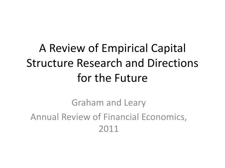 a review of empirical capital structure research