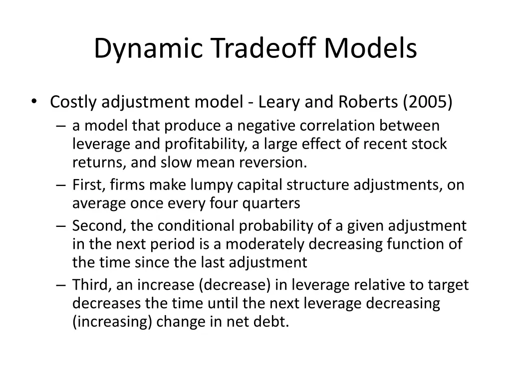 dynamic tradeoff models 1