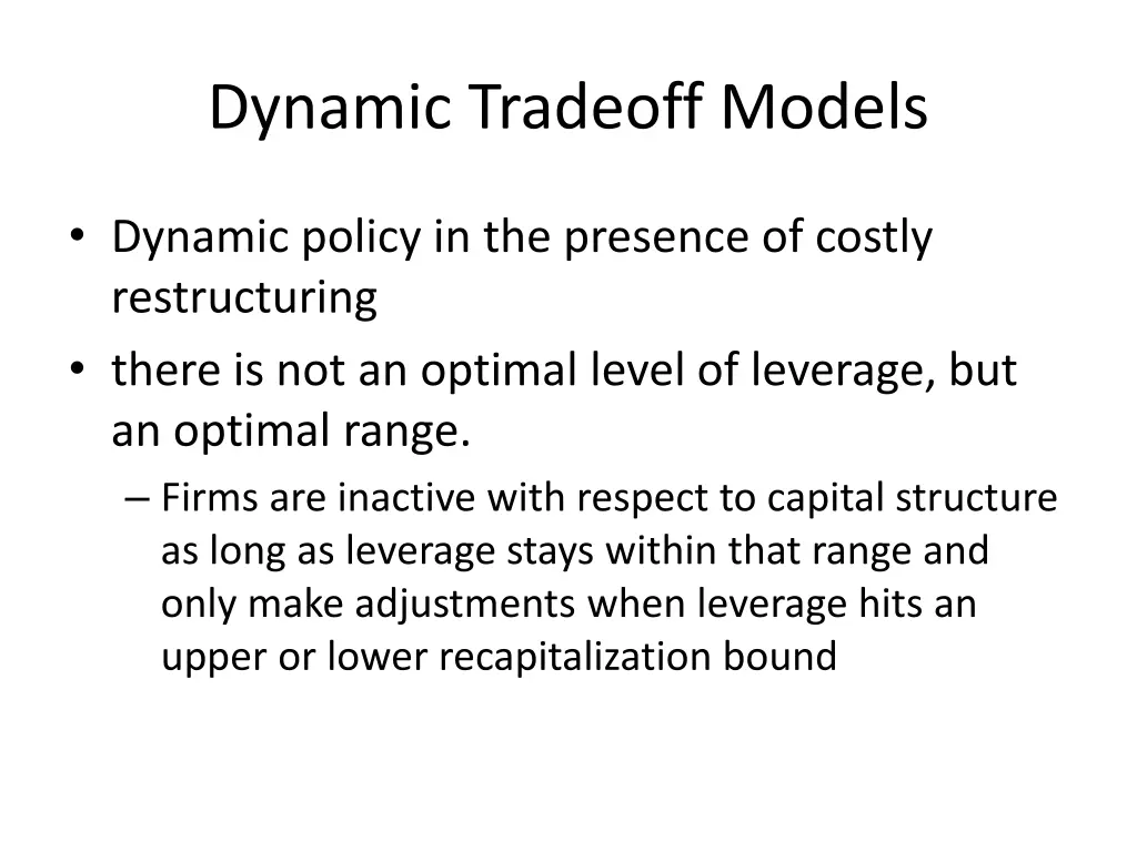 dynamic tradeoff models