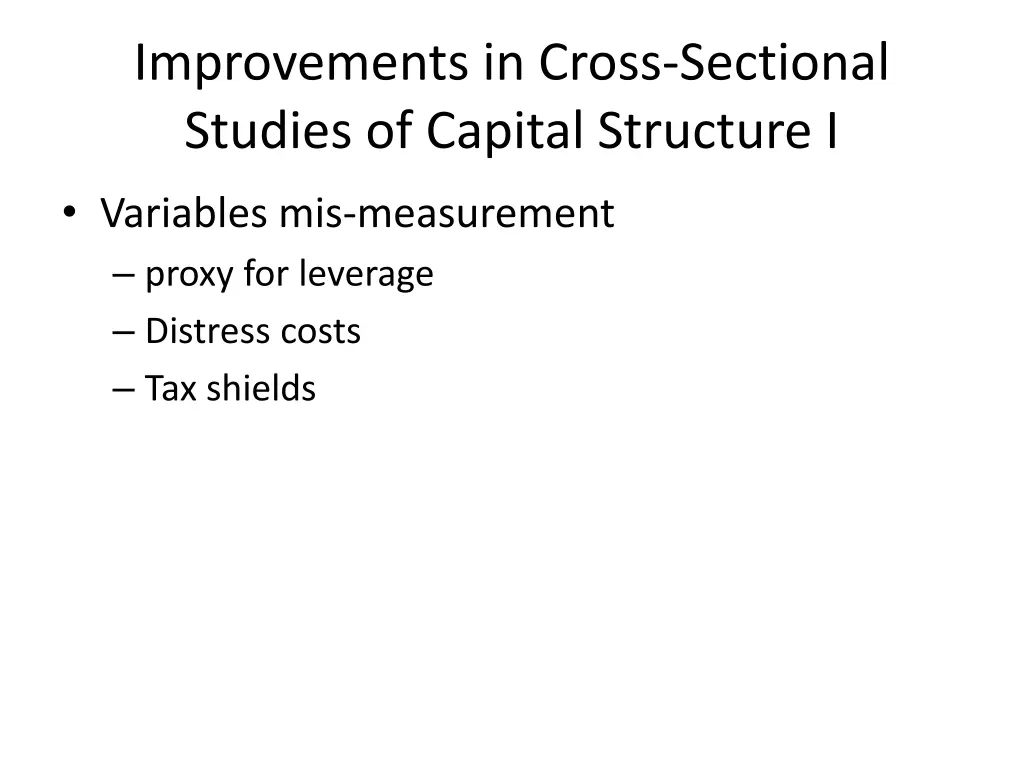 improvements in cross sectional studies