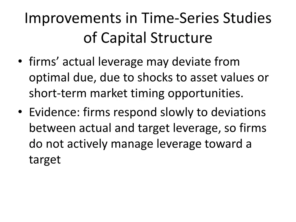 improvements in time series studies of capital