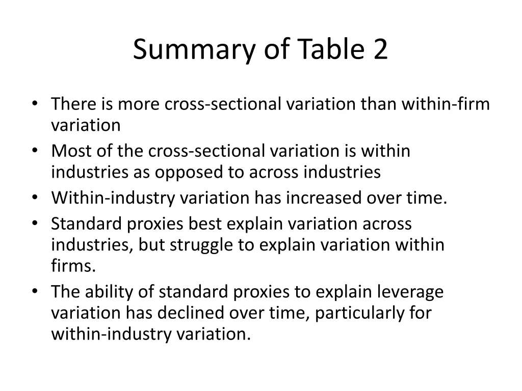 summary of table 2